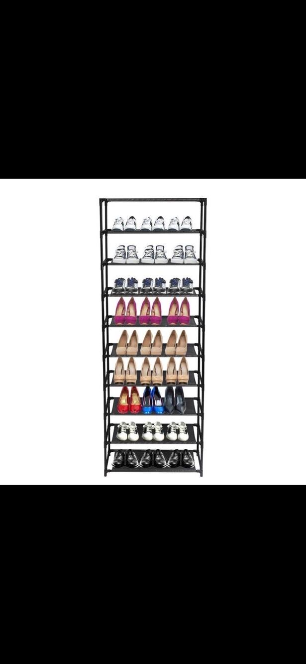 10-Tier Shoe Rack Organizer Space Saving Adjustable Entryway Storage Metal Frame